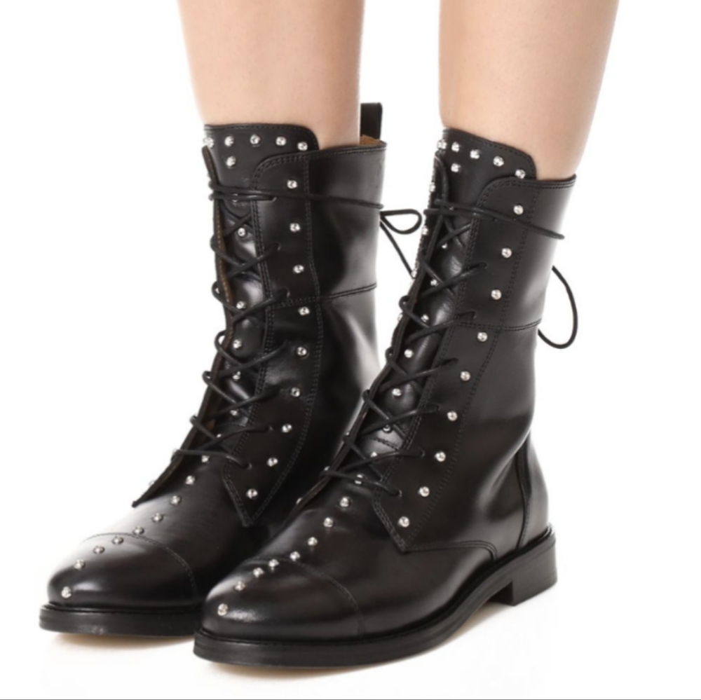 IRO like new, military studded lux leather boots